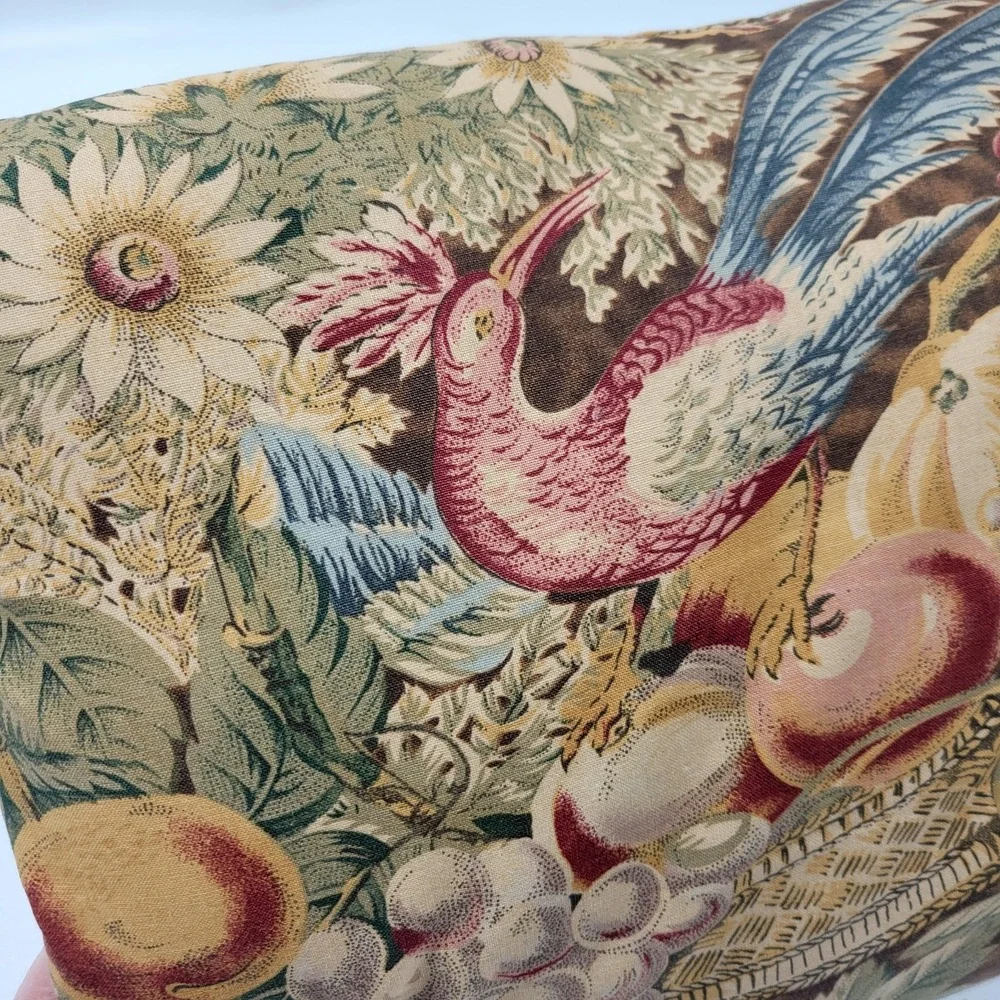 Sharon Kossler Bakerbird Cotton Peacock Fruit  Accent Pillow French Country